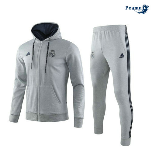 Veste Survetement con cappuccio Real Madrid Bianco 2019-2020