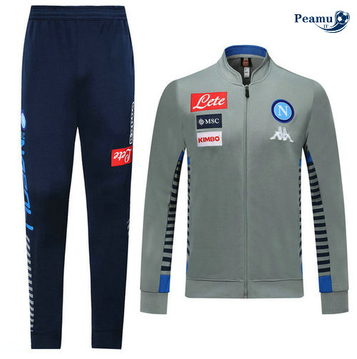 Veste Survetement SSC Naples Gris/Bleu clair 2019-2020