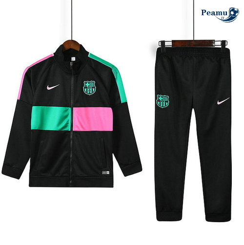 Veste Survetement Barcelone Enfant Noir Rose/Verde 2019-2020