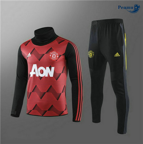 Survetement Manchester United Enfant Rouge/Noir Rayon Collo Alto 2019-2020