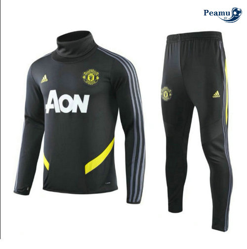 Survetement Manchester United Enfant Noir/Jaune Collo Alto 2019-2020