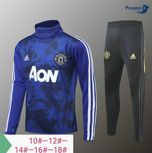 Survetement Manchester United Enfant Bleu clair/Noir Collo Alto 2019-2020