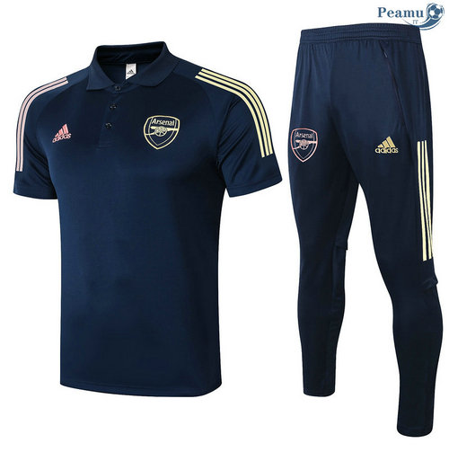 Kit Maillot Entrainement Polo Arsenal + Pantalon Bleu Marine 2020-2021