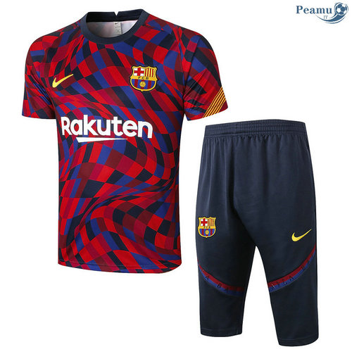 Kit Maillot Entrainement Barcelone + Pantalon 3/4 Violet/Rouge Rayon 2020-2021