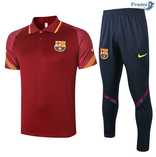 Kit Maillot Entrainement Polo Barcelone + Pantalon Bordeaux 2020-2021