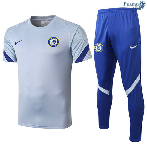 Kit Maillot Entrainement Chelsea + Pantalon Gris clair 2020-2021