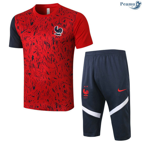 Kit Maillot Entrainement France + Pantalon 3/4 Rouge 2020-2021