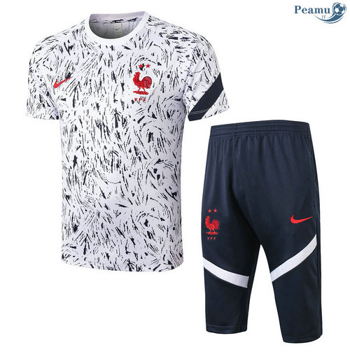 Kit Maillot Entrainement France + Pantalon 3/4 Blanc 2020-2021