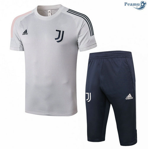 Kit Maillot Entrainement Juventus + Pantalon 3/4 Gris 2020-2021