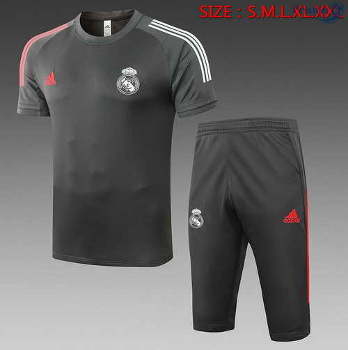 Kit Maillot Entrainement Real Madrid + Pantalon 3/4 Gris foncé 2020-2021