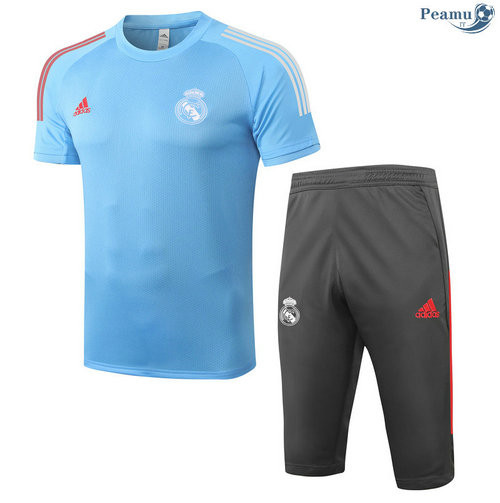 Kit Maillot Entrainement Real Madrid + Pantalon 3/4 Bleu clair 2020-2021