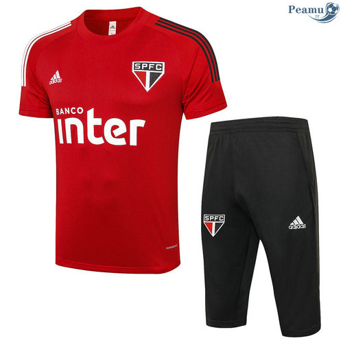 Kit Maillot Entrainement Sao Paulo + Pantalon 3/4 Rouge 2020-2021