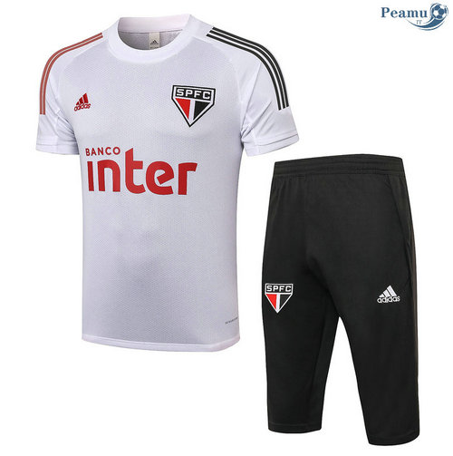 Kit Maillot Entrainement Sao Paulo + Pantalon 3/4 Blanc 2020-2021