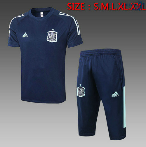 Kit Maillot Entrainement Espagne + Pantalon 3/4 Bleu Marine 2020-2021