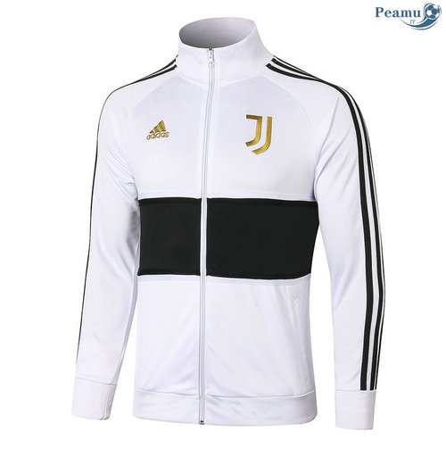 Veste foot Juventus Blanc/Noir O Badge Col Rond 2020-2021