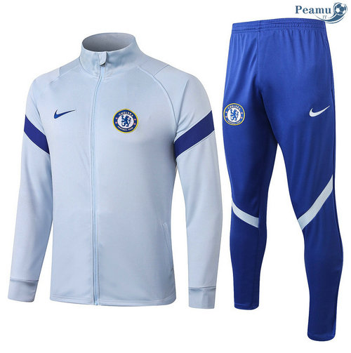Veste Survetement Chelsea Col Rond Gris clair 2020-2021