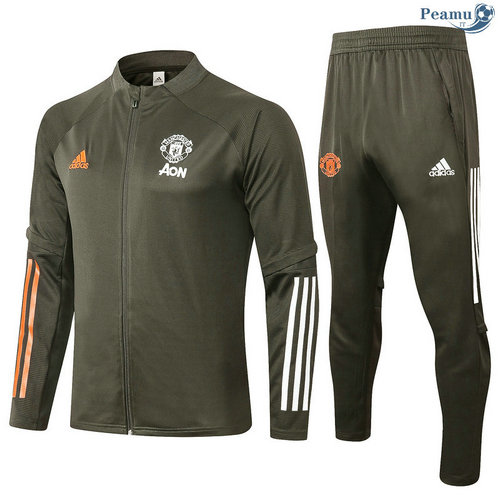 Veste Survetement Manchester United Enfant Green Army 2020-2021