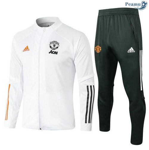 Veste Survetement Manchester United Enfant Blanc 2020-2021