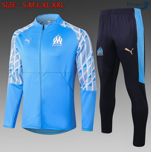 Veste Survetement Marseille Enfant Bleu clair 2020-2021