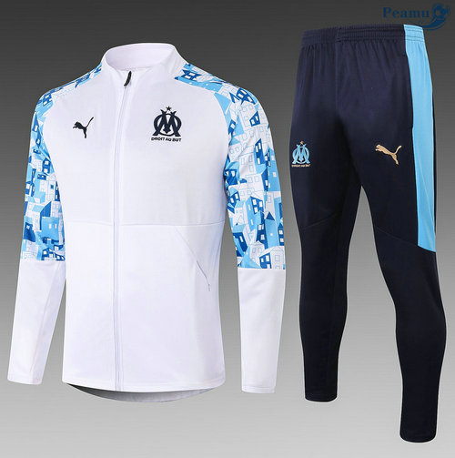 Veste Survetement Marseille Enfant Blanc 2020-2021