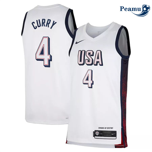 Peamu Maillot foot Stephen Curry, USA Olympics 2024/25 - Blanc