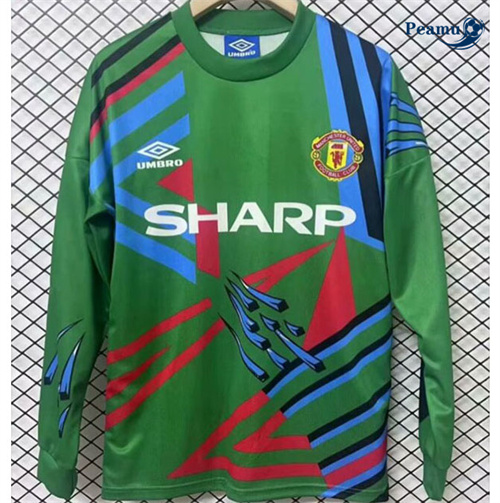 Maillot foot Retro1992-93#Manchester United Gardien de but Manche Longue Vert