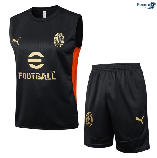 Maillot foot Kit Entrainement AC Milan Debardeur + Shorts Noir/Rouge 2025-2026 peamu 0395