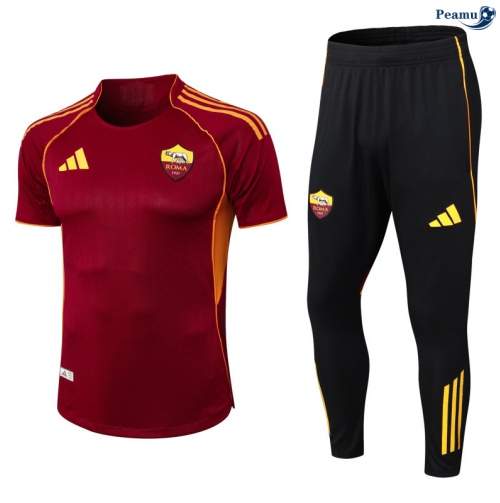 Maillot foot Kit Entrainement AS Rome Training Rouge/Noir 2025-2026 peamu 0403