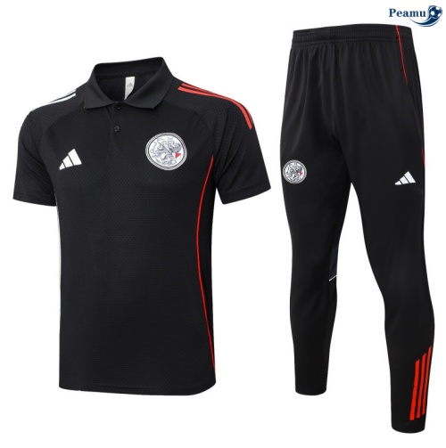 Maillot foot Kit Entrainement Ajax Polo + Pantalon Noir/Rouge 2025-2026 peamu 0009