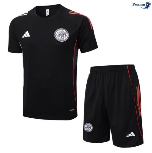 Maillot foot Kit Entrainement Ajax + Shorts Noir/Rouge 2025-2026 peamu 0010