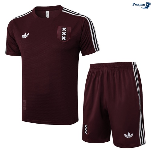 Maillot foot Kit Entrainement Ajax + Shorts Rouge/Blanc 2025-2026 peamu 0012