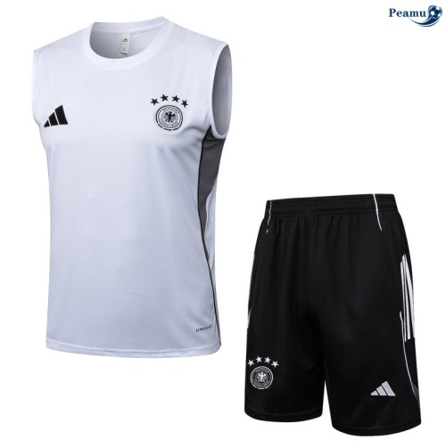 Maillot foot Kit Entrainement Allemagne Debardeur + Shorts Blanc/Noir 2025-2026 peamu 0331
