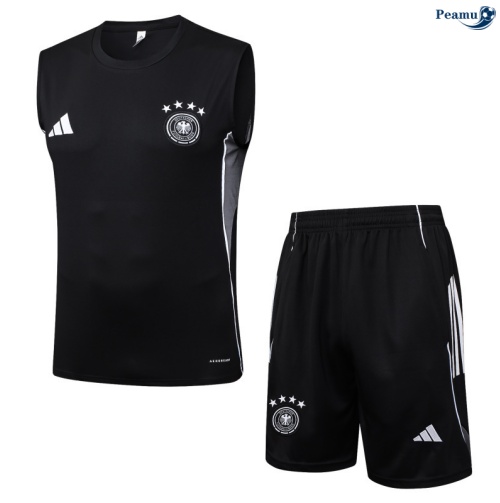 Maillot foot Kit Entrainement Allemagne Debardeur + Shorts Noir/Gris 2025-2026 peamu 0332