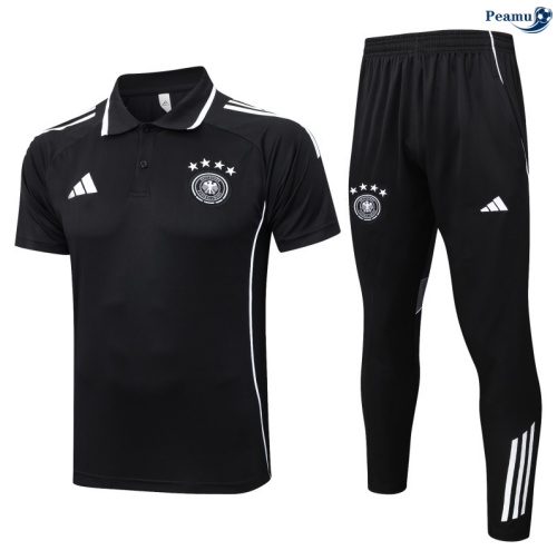 Maillot foot Kit Entrainement Allemagne Polo + Pantalon Noir/Blanc 2025-2026 peamu 0339