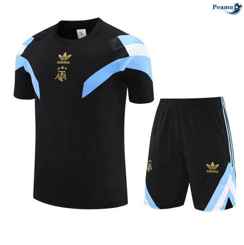 Maillot foot Kit Entrainement Argentine + Shorts Noir/Bleu/Blanc 2025-2026 peamu 0343