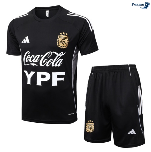 Maillot foot Kit Entrainement Argentine + Shorts Noir/Blanc 2025-2026 peamu 0344