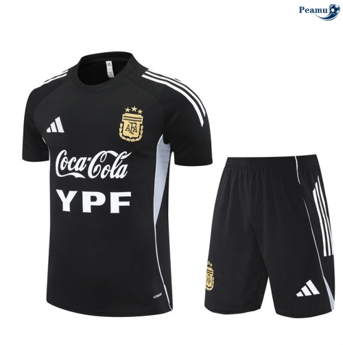 Maillot foot Kit Entrainement Argentine + Shorts Noir/Blanc 2025-2026 peamu 0345