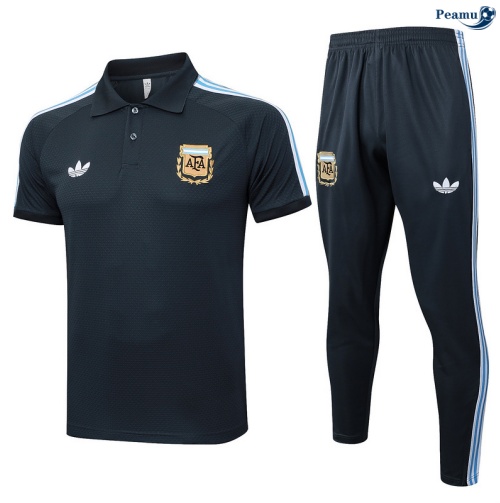 Maillot foot Kit Entrainement Argentine Polo + Pantalon Gris foncé/Bleu/Blanc 2025-2026 peamu 0346