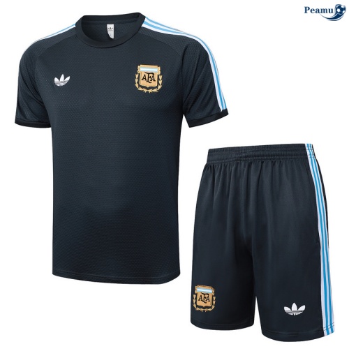 Maillot foot Kit Entrainement Argentine + Shorts Gris foncé/Bleu/Blanc 2025-2026 peamu 0347
