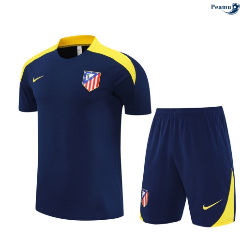 Maillot foot Kit Entrainement Atletico Madrid Enfant + Shorts Bleu Marine/Jaune 2025-2026 peamu 0109