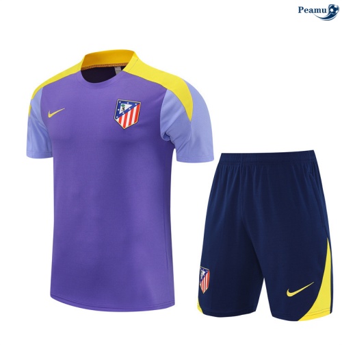 Maillot foot Kit Entrainement Atletico Madrid + Shorts Violet/Bleu/Jaune 2025-2026 peamu 0114