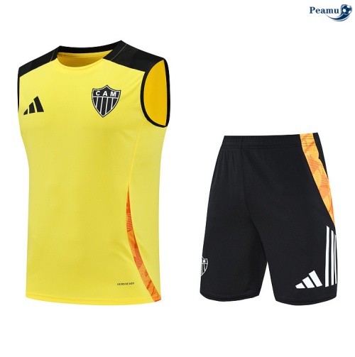 Maillot foot Kit Entrainement Atletico Mineiro Debardeur + Shorts Jaune/Noir 2025-2026 peamu 0116