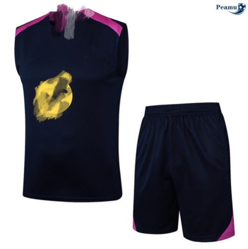 Maillot foot Kit Entrainement Barcelone Debardeur + Shorts Bleu Marine/Violet 2025-2026 peamu 0119
