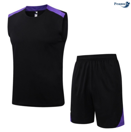 Maillot foot Kit Entrainement Barcelone Debardeur + Shorts Noir/Violet 2025-2026 peamu 0120