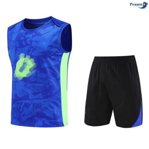 Maillot foot Kit Entrainement Barcelone Debardeur + Shorts Bleu/Noir 2025-2026 peamu 0121