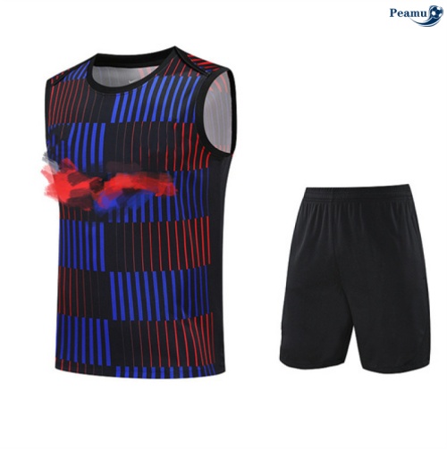 Maillot foot Kit Entrainement Barcelone Debardeur + Shorts Bleu/Rouge/Noir 2025-2026 peamu 0122