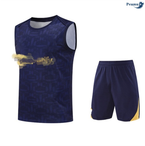 Maillot foot Kit Entrainement Barcelone Debardeur + Shorts Bleu/Jaune 2025-2026 peamu 0123