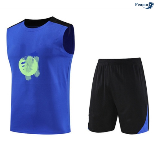 Maillot foot Kit Entrainement Barcelone Debardeur + Shorts Bleu/Noir 2025-2026 peamu 0124