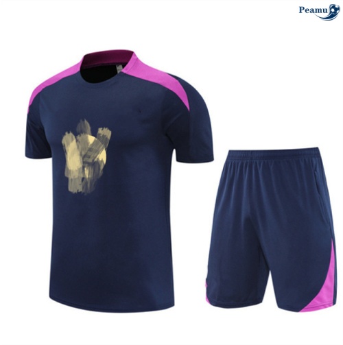Maillot foot Kit Entrainement Barcelone Enfant + Shorts Bleu Marine/Violet 2025-2026 peamu 0128
