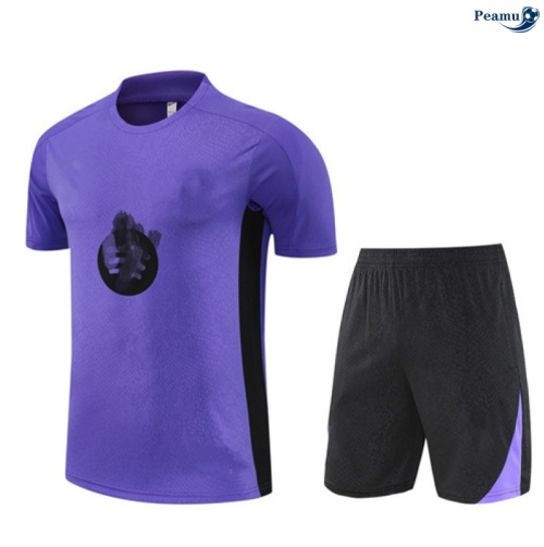 Maillot foot Kit Entrainement Barcelone Enfant + Shorts Violet/Noir 2025-2026 peamu 0133